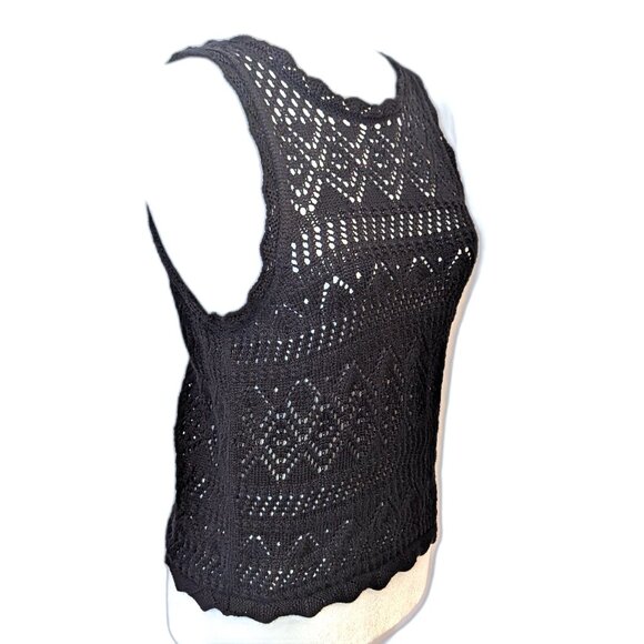 Gap	| 100% Cotton Crochet Halter Tank Top Sweater Black Sleeveless | Size Small - Picture 5 of 12